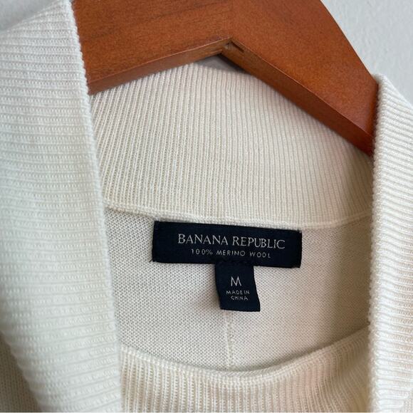 Banana Republic Adoro Merino Wool Mock Neck Sweater in Ivory M - Picture 5 of 8